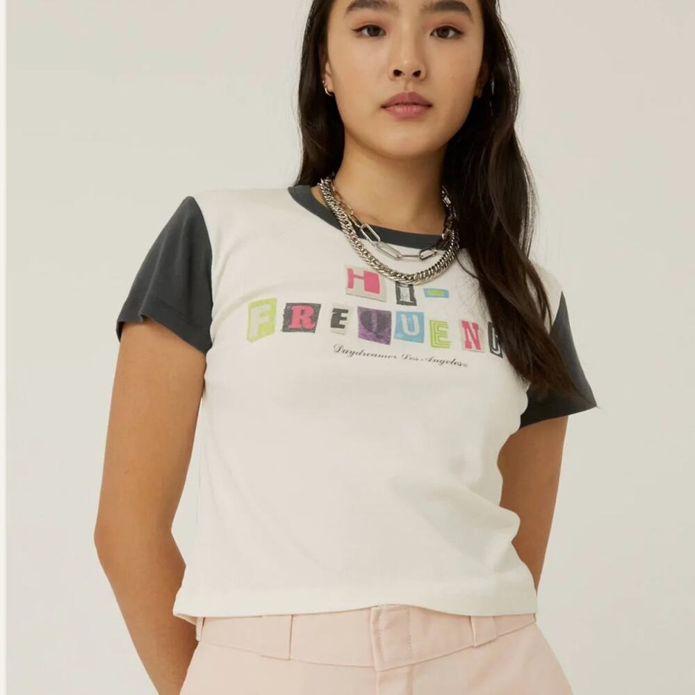 DAYDREAMER NWOT Hi-Frequency Ransom Shrunken Babydoll Tee Y2K Band Retro Small